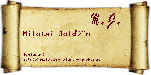 Milotai Jolán névjegykártya