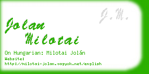 jolan milotai business card
